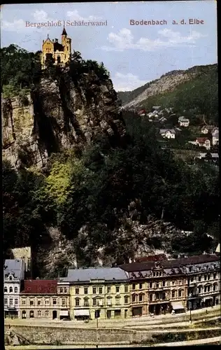 Ak Podmokly Bodenbach Děčín Tetschen an der Elbe Region Aussig, Bergschloß Schäferwand