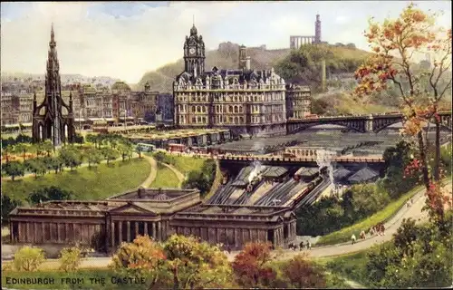 Künstler Ak Edinburgh Schottland, Panorama from the Castle