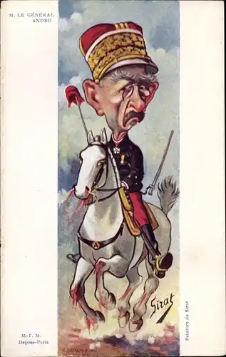 Künstler Ak Sirat, Le General Louis Andre, Karikatur, Dreyfus Affäre