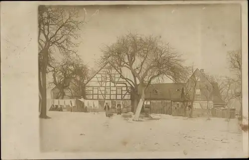 Foto Ak Falkenau Flöha in Sachsen, Gut Köpping, Winteransicht, ca. 1915