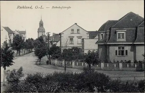 Ak Ruhland in der Oberlausitz, Bahnhofstraße