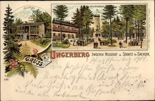 Litho Ungerberg Neustadt Sachsen, Sennhütte, Prinz Georg Turm