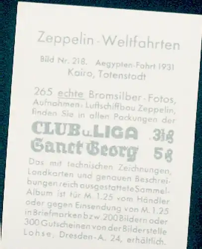 Sammelbild Zeppelin Weltfahrten Nr. 218 Aegypten-Fahrt 1931 Kairo, Totenstadt