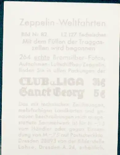 Sammelbild Zeppelin Weltfahrten Nr. 82 LZ 127 Technisches, Füllen der Traggaszellen hat begonnen