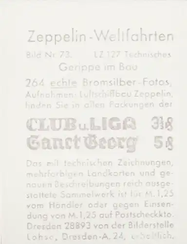 Sammelbild Zeppelin Weltfahrten Nr. 73 LZ 127 Technisches, Gerippe im Bau