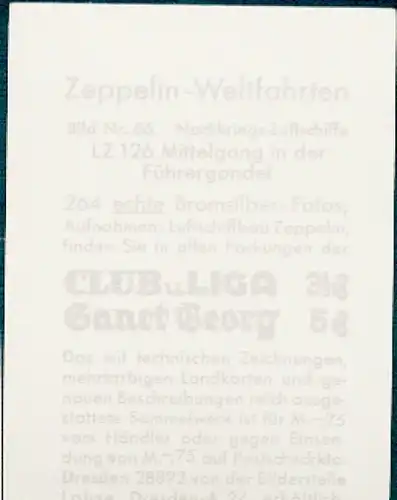 Sammelbild Zeppelin Weltfahrten Nr. 66 Nachkriegs-Luftschiffe LZ 126, Mittelgang in der Führergondel