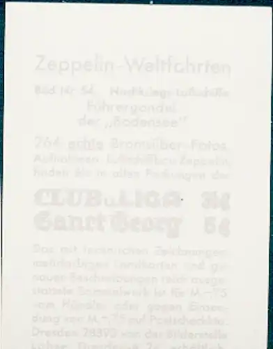 Sammelbild Zeppelin Weltfahrten Nr. 54 Nachkriegs-Luftschiffe, Führergondel der "Bodensee"