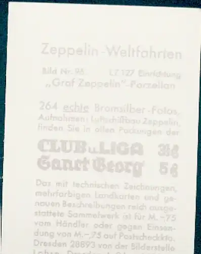 Sammelbild Zeppelin Weltfahrten Nr. 96 LZ 127 Einrichtung, "Graf Zeppelin"-Porzellan