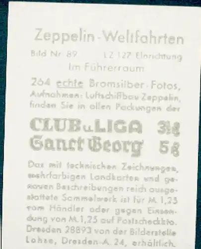 Sammelbild Zeppelin Weltfahrten Nr. 89 LZ 127 Einrichtung, Im Führerraum