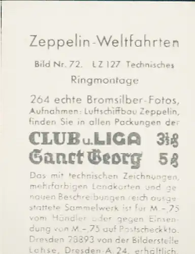 Sammelbild Zeppelin Weltfahrten Nr. 72 LZ 127 Technisches, Ringmontage