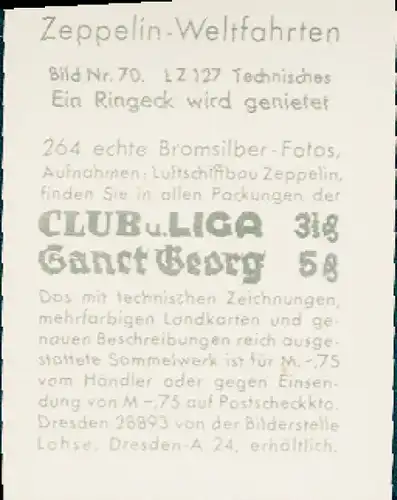 Sammelbild Zeppelin Weltfahrten Nr. 70 LZ 127 Technisches, Ein Ringeck wird genietet