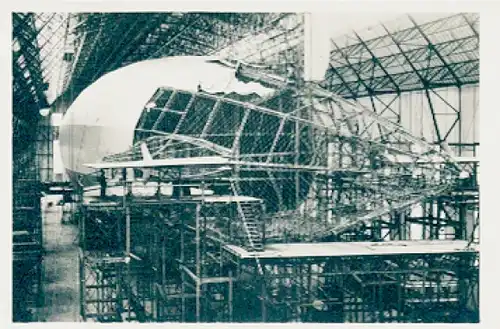 Sammelbild Zeppelin Weltfahrten Nr. 63 Nachkriegs-Luftschiffe, LZ 126 im Bau