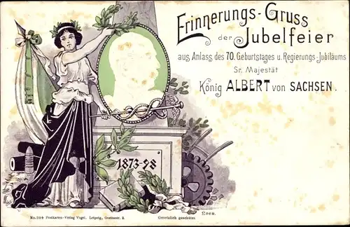 Präge Ak König Albert von Sachsen, Jubelfeier 1898, Regierungsjubiläum