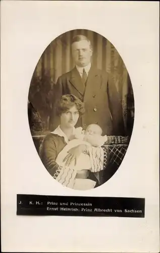 Ak Prinz und Prinzessin Ernst Heinrich, Prinz Albrecht von Sachsen