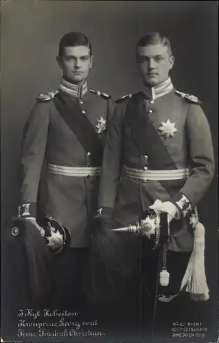 Ak Kronprinz Georg und Prinz Friedrich Christian von Sachsen