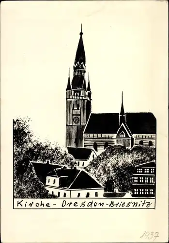 Künstler Ak Dresden Cotta Briesnitz, Kirche