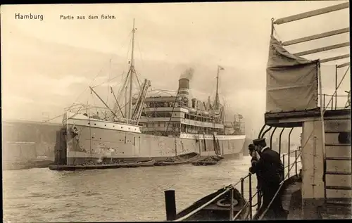 Ak Hamburg, Dampfer im Hafen 1906