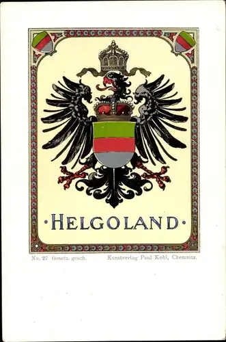 Wappen Ak Helgoland, Paul Kohl Chemnitz No. 27