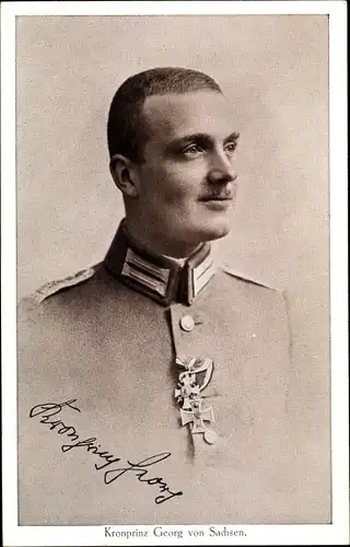 Ak Kronprinz Georg von Sachsen, Portrait, Orden, Uniform