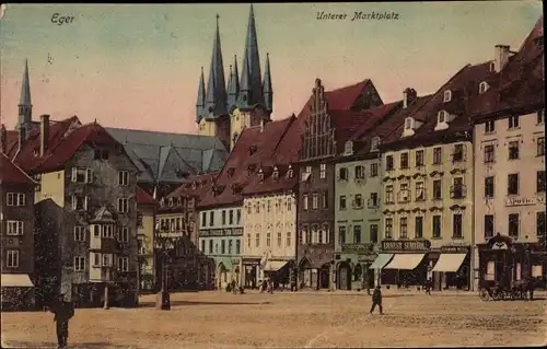 Ak Cheb Eger Region Karlsbad, Unterer Marktplatz, Apotheke