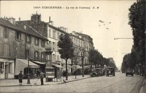 Ak Vincennes Val de Marne, La rue de Fontenay