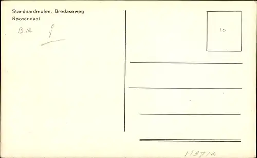Ak Roosendaal Nordbrabant Niederlande, Standaardmolen bij Bredaseweg