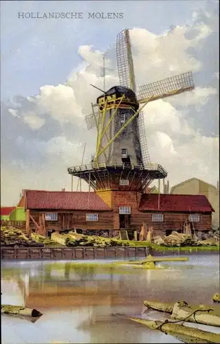 Ak Hollandsche Molens, Niederländische Windmühle