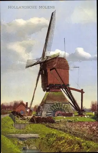 Ak Hollandsche Molens, Niederländische Windmühle, Feld