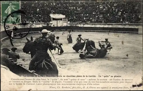 Ak Corrida de Toros, Premier tercio ou premiere phase de la Corrida, Stierkampf, Un quite au picador