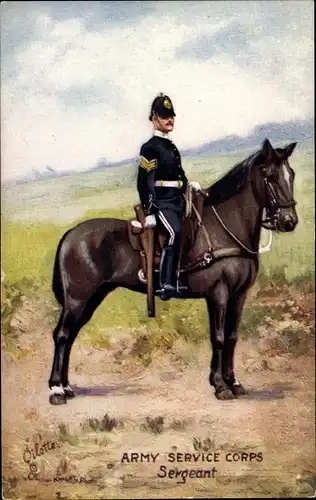 Künstler Ak Army Service Corps, Sergeant, Britischer Soldat zu Pferde