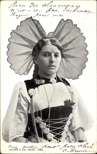Ak Frau in schweizerischer Tracht, Portrait