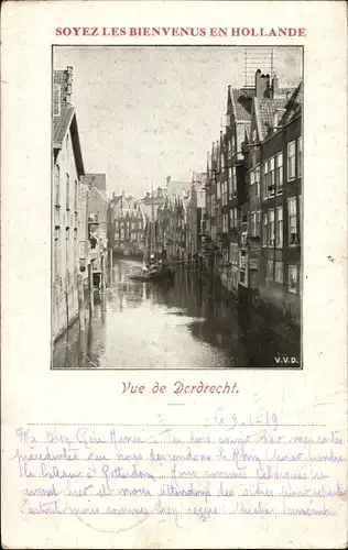 Ak Dordrecht Südholland Niederlande, Flusspartie, Boot, Wohnhäuser