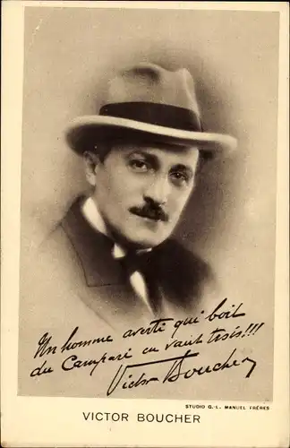 Ak Schauspieler Victor Boucher, Portrait, Reklame, Campari