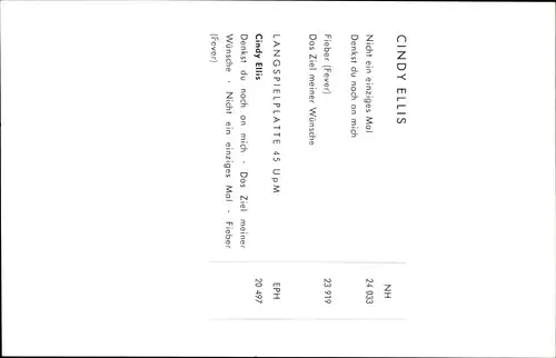 Ak Sängerin Cindy Ellis, Portrait, Polydor-Schallplatten