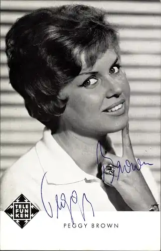 Ak Sängerin Peggy Brown, Portrait, Telefunken-Schallplatten, Autogramm