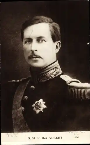 Ak König Albert I. von Belgien, Portrait