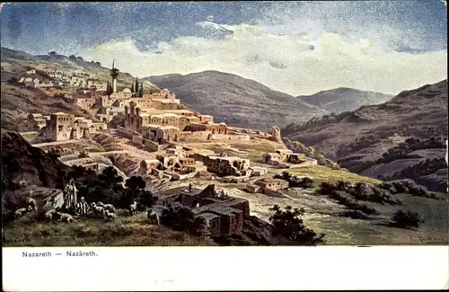 Künstler Ak Perlberg, F., Nazaret Nazareth Israel, Gesamtansicht