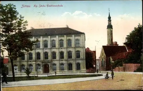 Ak Zittau in der Oberlausitz, Kgl. Sächs. Hochbauschule
