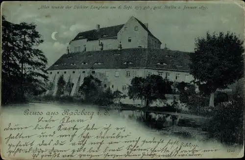 Mondschein Ak Radeberg in Sachsen, Schloss