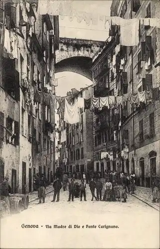 Ak Genova Genua Liguria, Via Madre di Dio e Ponte Carignano
