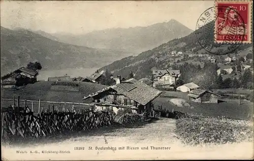Ak St. Beatenberg Kt. Bern Schweiz, Totalansicht mit Niesen und Thunersee