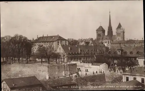 Ak Genève Genf Schweiz, Cathedrale St. Pierre et College de Calvin