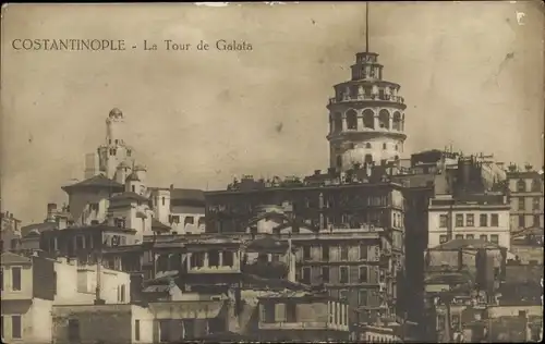 Ak Konstantinopel Istanbul Türkei, Le Tour de Galata, Turm und Wohnhäuser