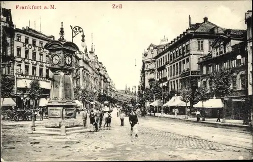 Ak Frankfurt am Main, Zeil, Standuhr
