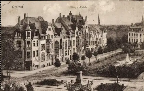 Ak Krefeld am Niederrhein, Bismarckplatz, Denkmal