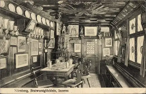 Ak Nürnberg in Mittelfranken, Bratwurstglöcklein, Inneres