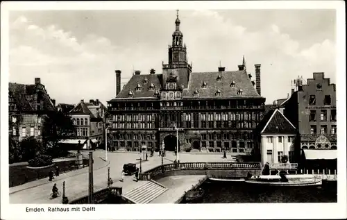 Ak Emden in Ostfriesland, Rathaus mit Delft