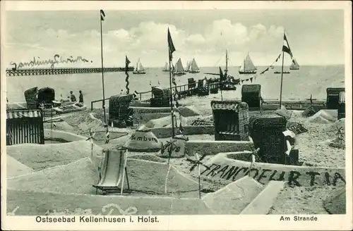 Ak Ostseebad Kellenhusen in Holstein, Am Strand, Segelboote