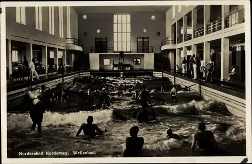 Ak Nordseebad Norderney Ostfriesland, Wellenbad