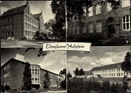 Ak Elmshorn in Holstein, Ansichten Bismarck-Oberschule, E. Brandström-Lyzeum, Mittelschule